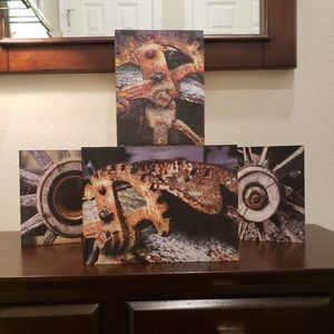 Vintage Farm Equipment Decorative Wood Art Blocks Set Limited Edition